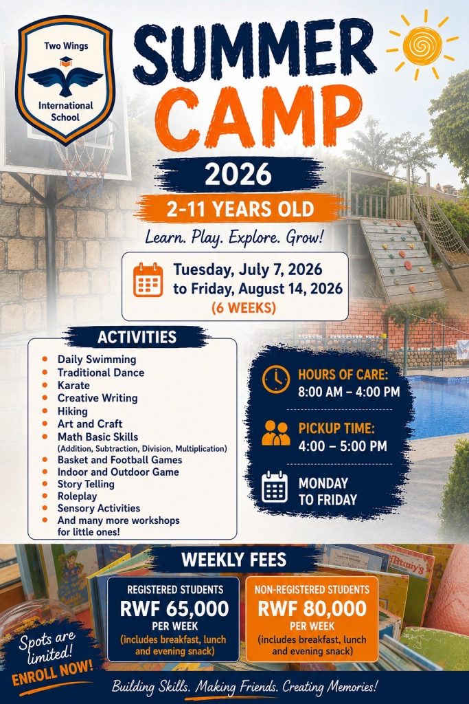 Two Wings International School Summer Camp 2026 flyer.